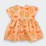 Back view of Little Moony peach butterfly flutter dress for babies and girls 0M to 6Y

