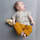 Baby Boy wearing Little Moony Cider Yellow Premium Cotton Corduroy Pants Showing Comfort and Style