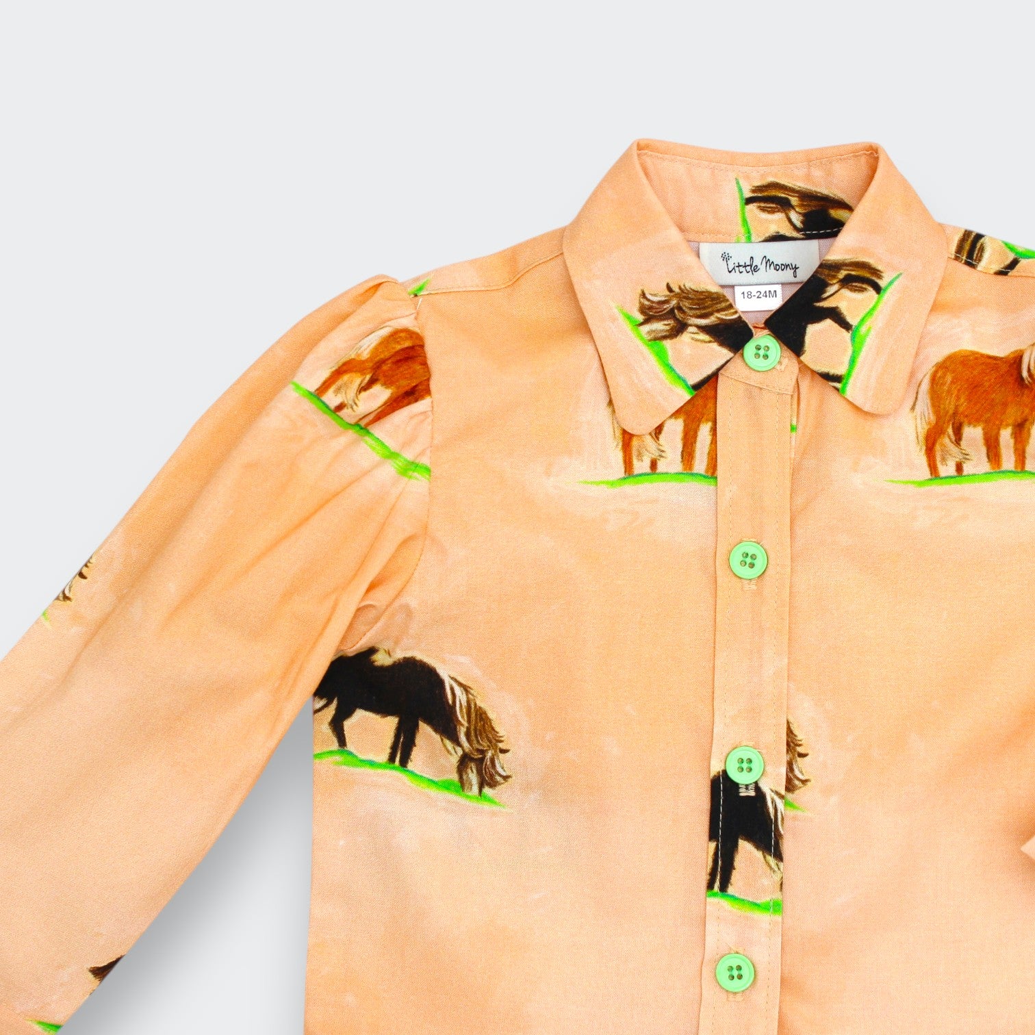 Little Moony horse print tiered shirt dress for toddlers and girls 12M–6