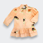 Little Moony horse print tiered shirt dress, tailored bodice with two gathered tiers,