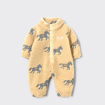 Little Moony Horses Sherpa One-Piece with galloping horse print for babies and toddlers