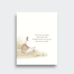 Page from I’ve Loved You from the Start, showing a watercolor duck beside an egg in her nest with a loving verse, on a light gray background.