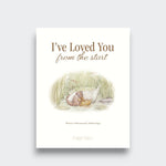 Title page of I’ve Loved You from the Start, featuring a watercolor duck cuddling a duckling beside pond reeds, on a light gray background.