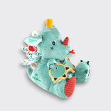 Little Moony Joe the Dragon multi-activity plush with sensory textures, mirror, and sounds for babies and toddlers side view
