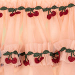 Little Moony Joelle Dress in Evening Sand with layered tulle skirt for girls detail view