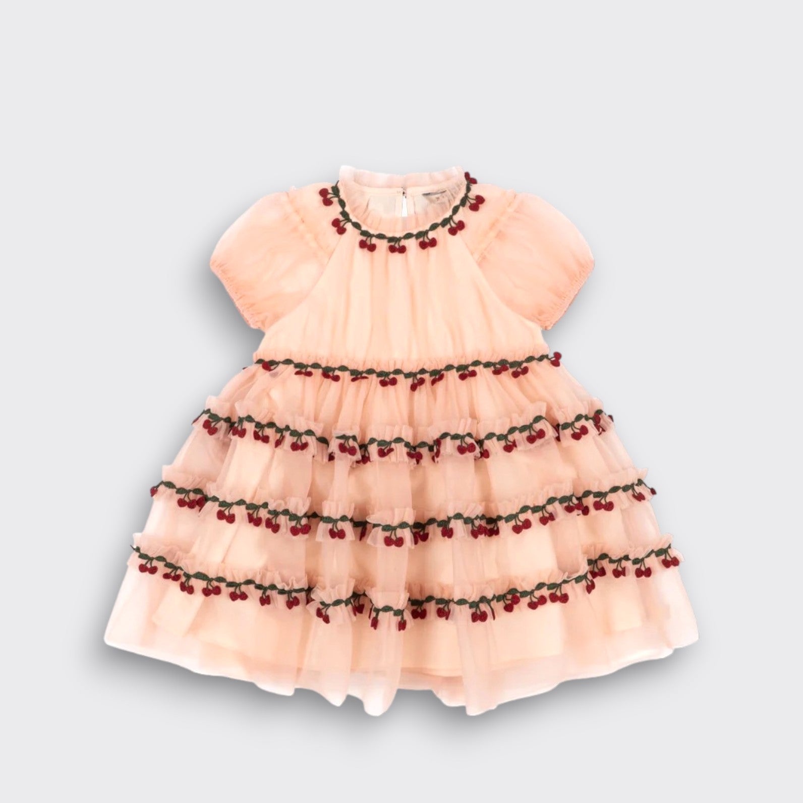 Little Moony Joelle Dress in Evening Sand with layered tulle skirt for girls