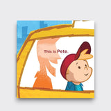 Little Moony Larry Loves New York City board book with vibrant retro illustrations of New York City for toddlers page view this is pete