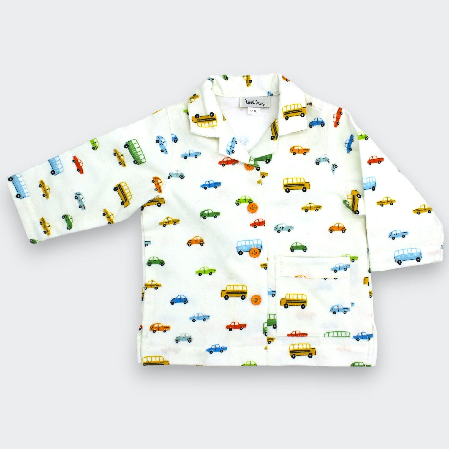 Little Moony Little Wheels flannel shirt jacket for toddler boys with car and truck print
