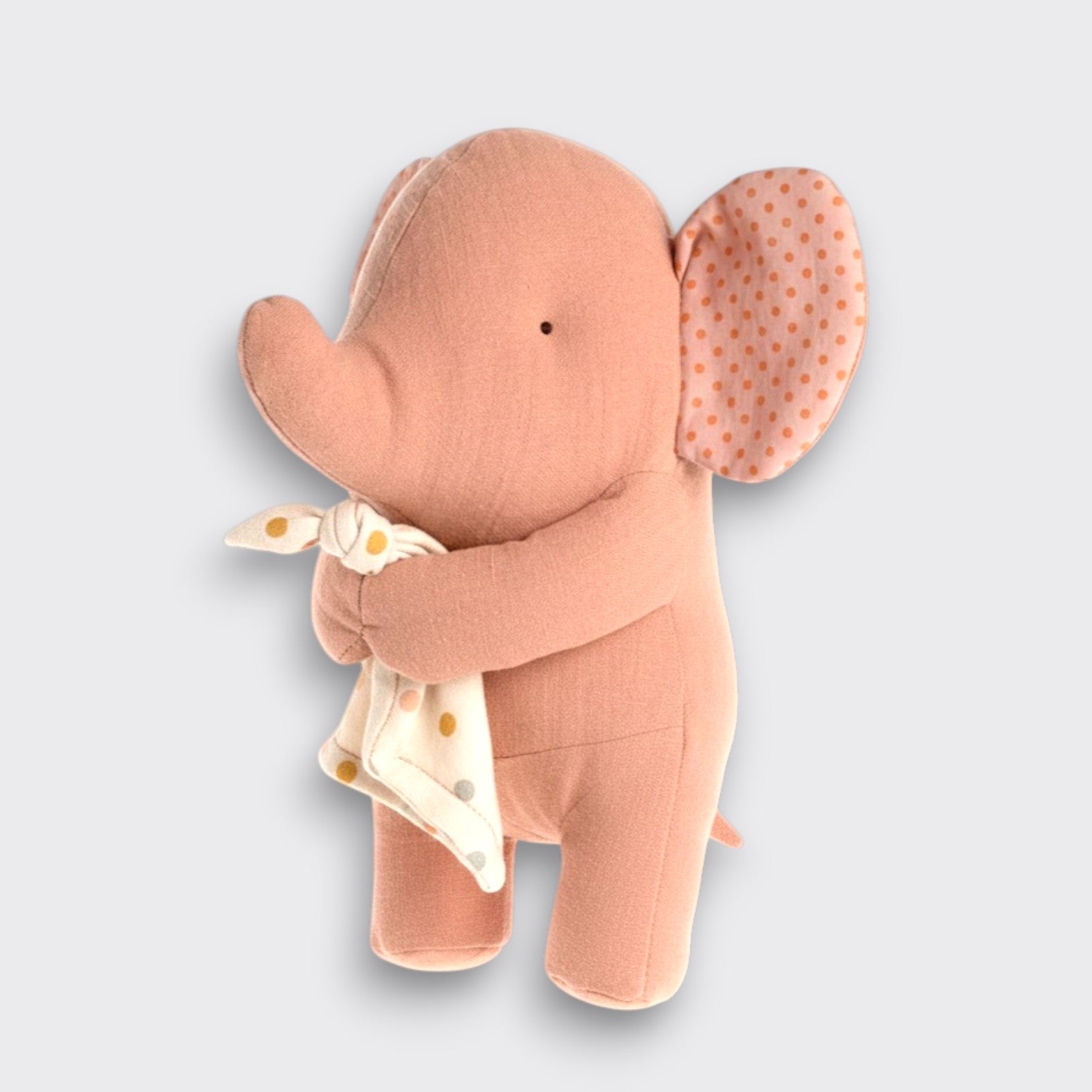 Little Moony Lullaby Elephant in Old Rose with soft cuddle cloth and musical lullaby for babies standing position