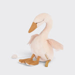 Little Moony Musical Swan from The Little School of Dance with soft velvet details for babies. Side view.