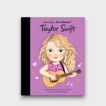 Cover of Little People, BIG DREAMS: Taylor Swift, with an illustrated Taylor holding a guitar on a purple background