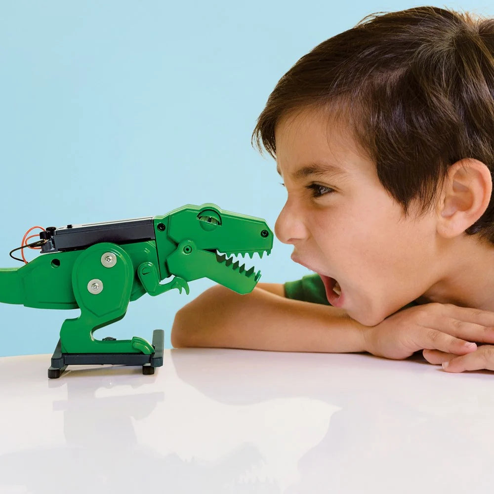 Little Moony KidzRobotix Tyrannosaurus Rex Robot STEM with a Boy Playing and Building the Dinosaur Robot