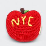 Little Moony Red New York City apple baby rattle with stitched NYC detail