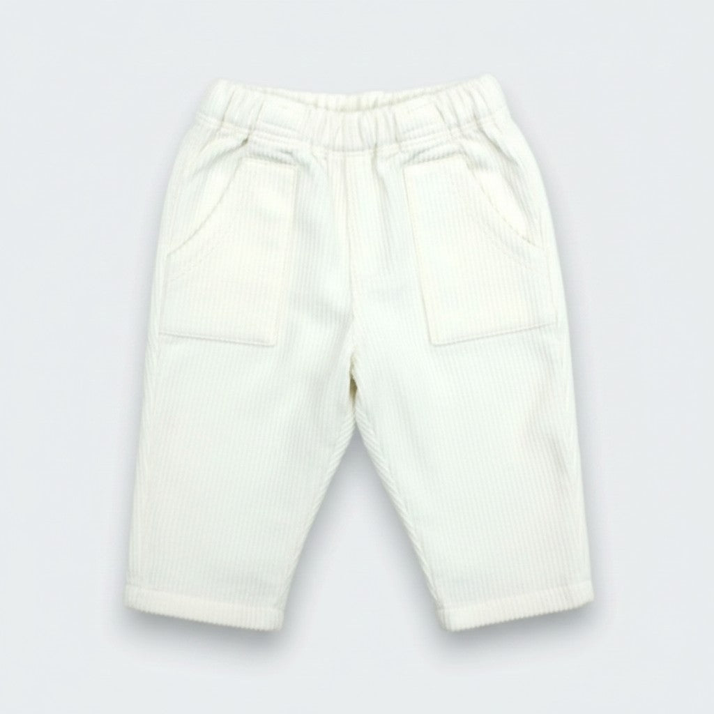 Soft white corduroy pants for baby and toddler, Little Moony