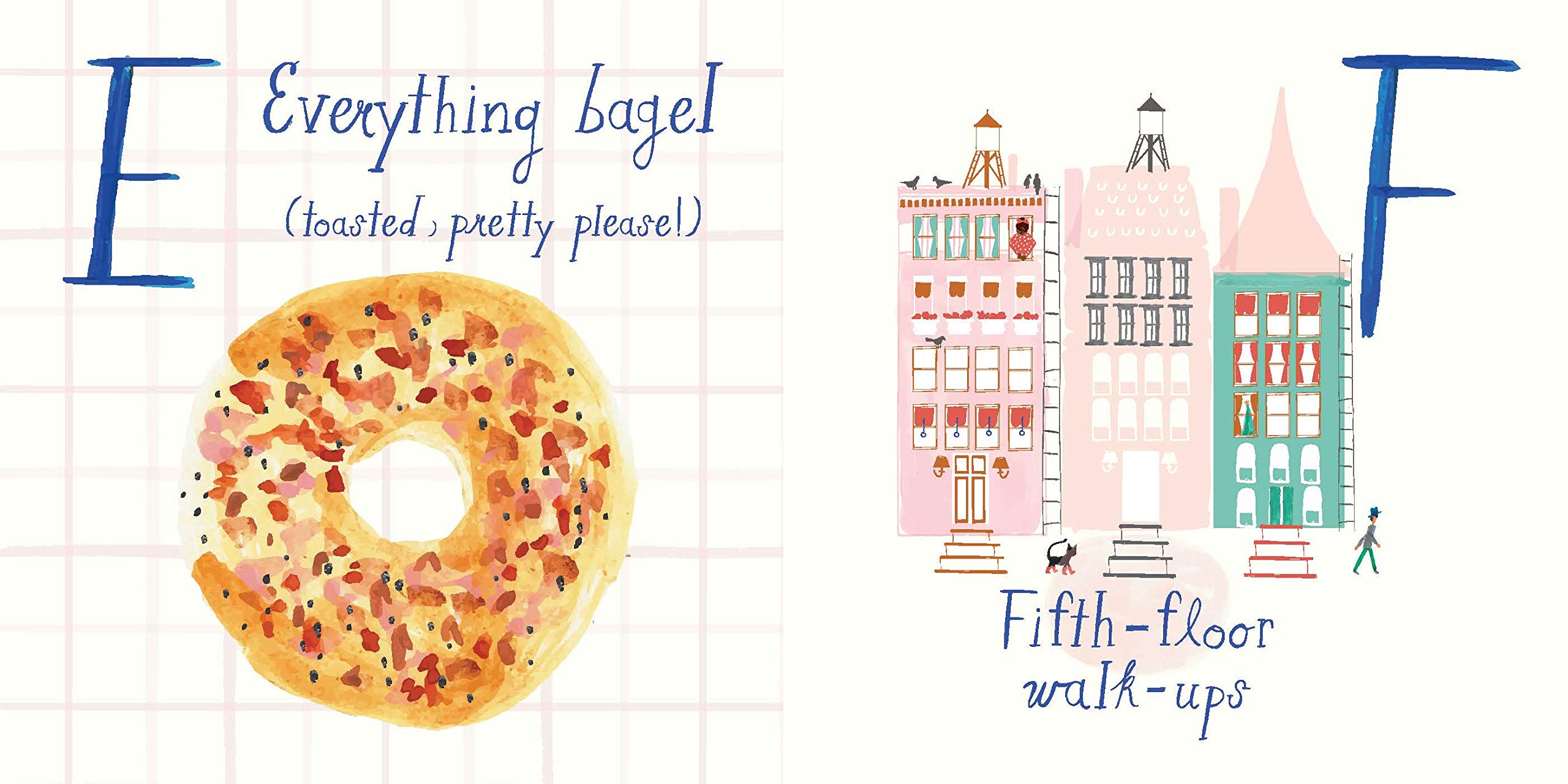 NYC ABC by Mr. Boddington - A Delightful Alphabet Book for Young Explorers. Sample Page Letters E and F.