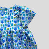 Blue Bug Dress with Tulip Sleeves and Bow for Babies and Kids. Detail view of shoulder bow.