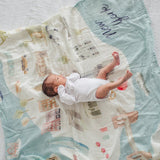 Baby on Little Moony New York City Soft and Breathable Muslin Swaddle Blanket