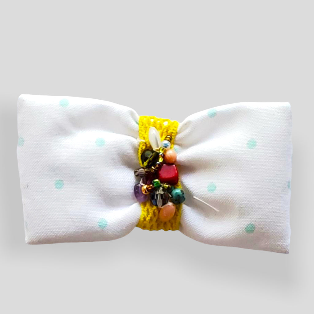 One of a Kind Large Hair Barrette - Polka Dot with Jewelry Stones