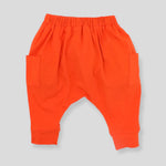 Cozy Cotton Knit Orange Red Jogger Pants for Babies and Kid