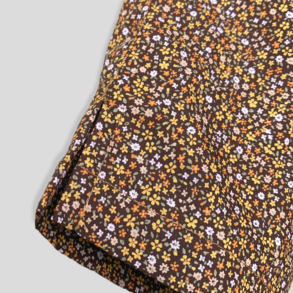 Cotton Golden Brown and Yellow Petite Fleur Harem Pants for Babies and Kids. Detail view of leg opening.